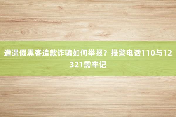 遭遇假黑客追款诈骗如何举报？报警电话110与12321需牢记