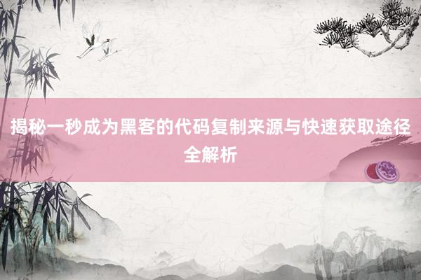 揭秘一秒成为黑客的代码复制来源与快速获取途径全解析